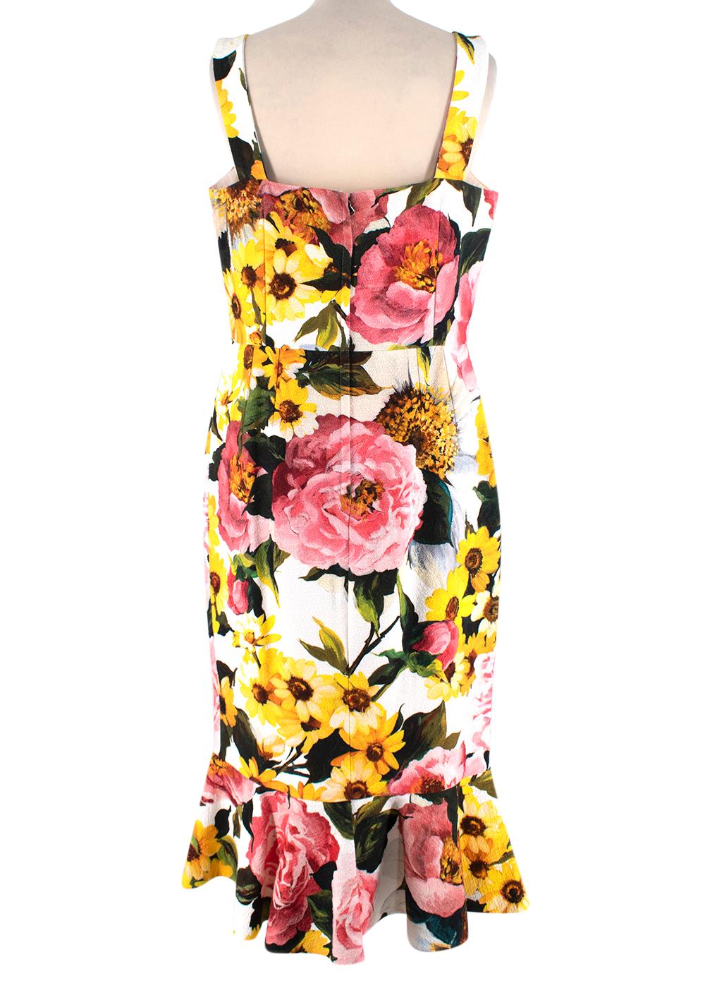 Beige Dolce & Gabbana Floral Print Fitted Sleeveless Dress - Us size 8