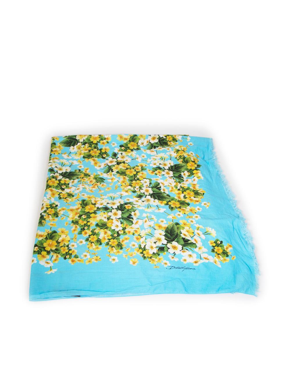 Green Dolce & Gabbana Floral Print Fringed Scarf For Sale