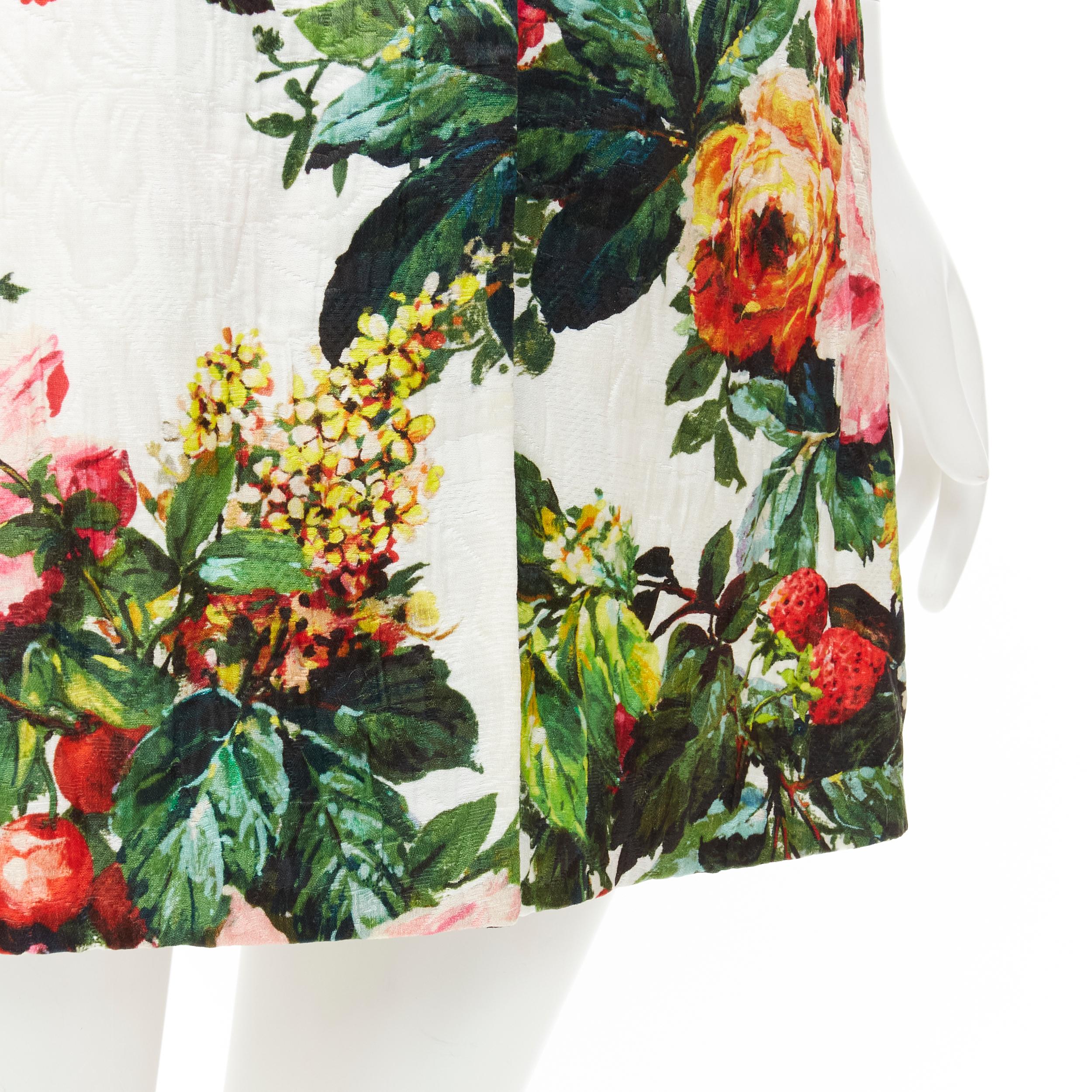 DOLCE GABBANA floral print jacquard crystal button short sleeve coat IT36 XS 2