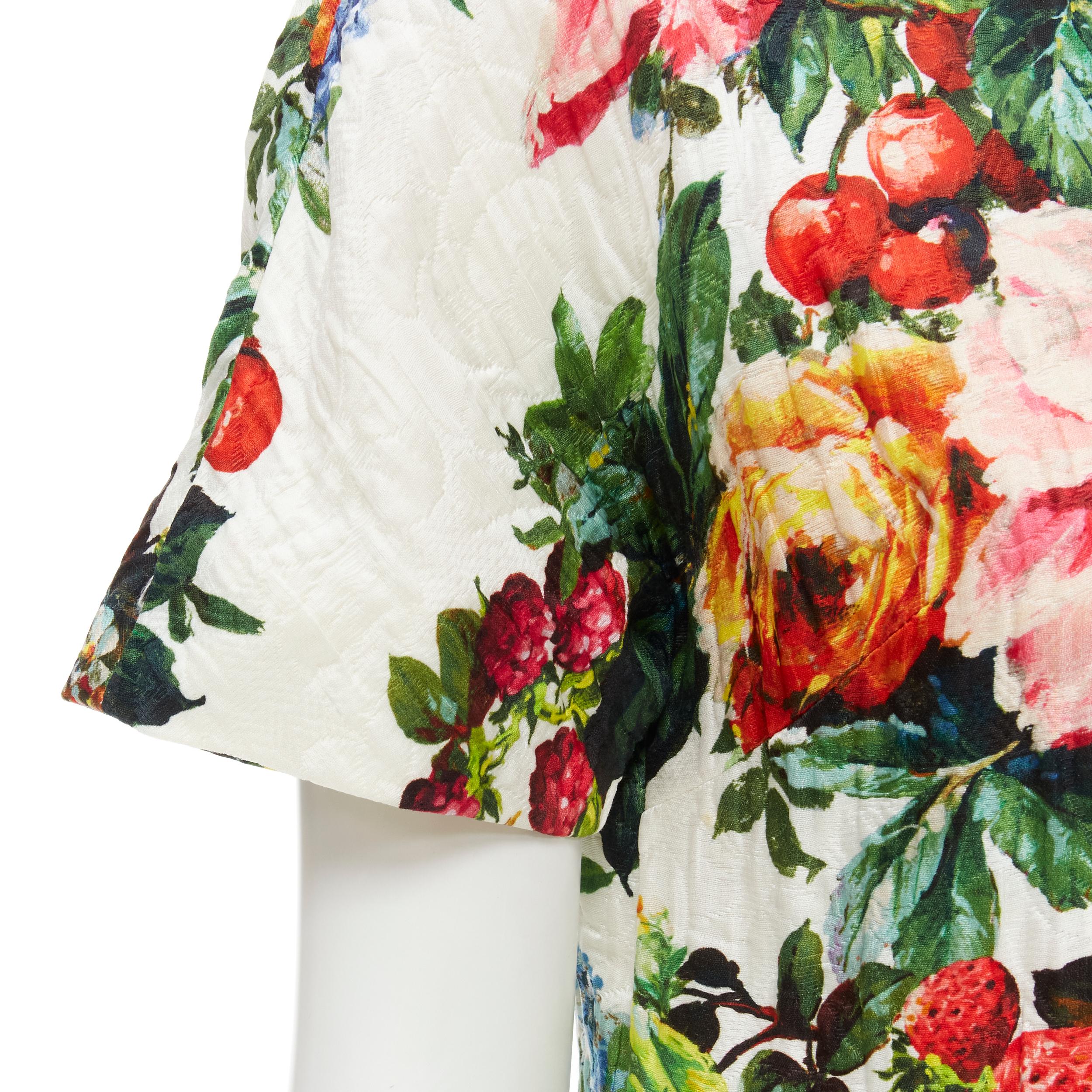 DOLCE GABBANA floral print jacquard crystal button short sleeve coat IT36 XS 1