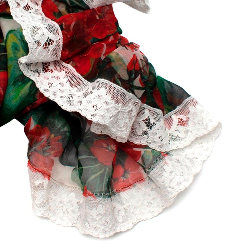 Women's Dolce & Gabbana Floral Print Lace Trimmed Long Dress For Sale