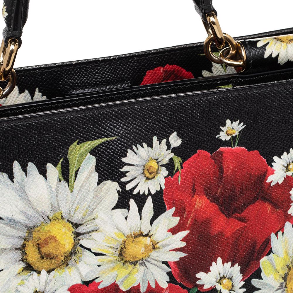 Women's Dolce & Gabbana Floral Print Leather Miss Sicily Top Handle Bag
