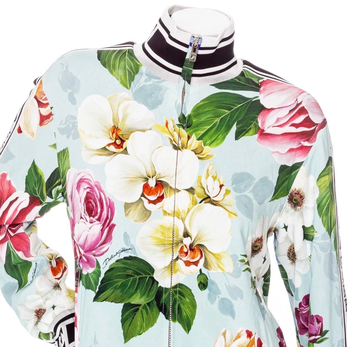 Women's Dolce & Gabbana Floral Print Logo Bomber Jacket  For Sale