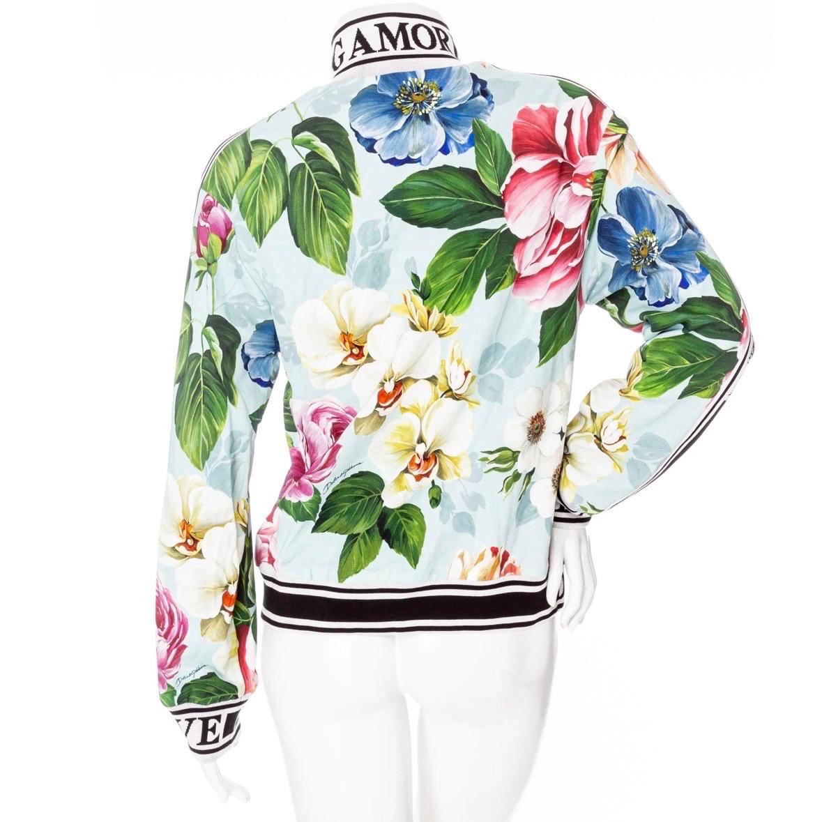 Dolce & Gabbana Floral Print Logo Bomber Jacket  For Sale 1