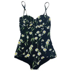 Dolce & Gabbana Floral Print One-Piece Swimsuit in Black