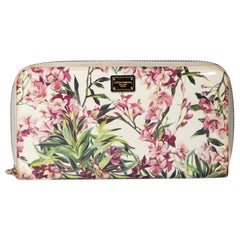 Dolce & Gabbana Floral Print Patent Zip Wallet