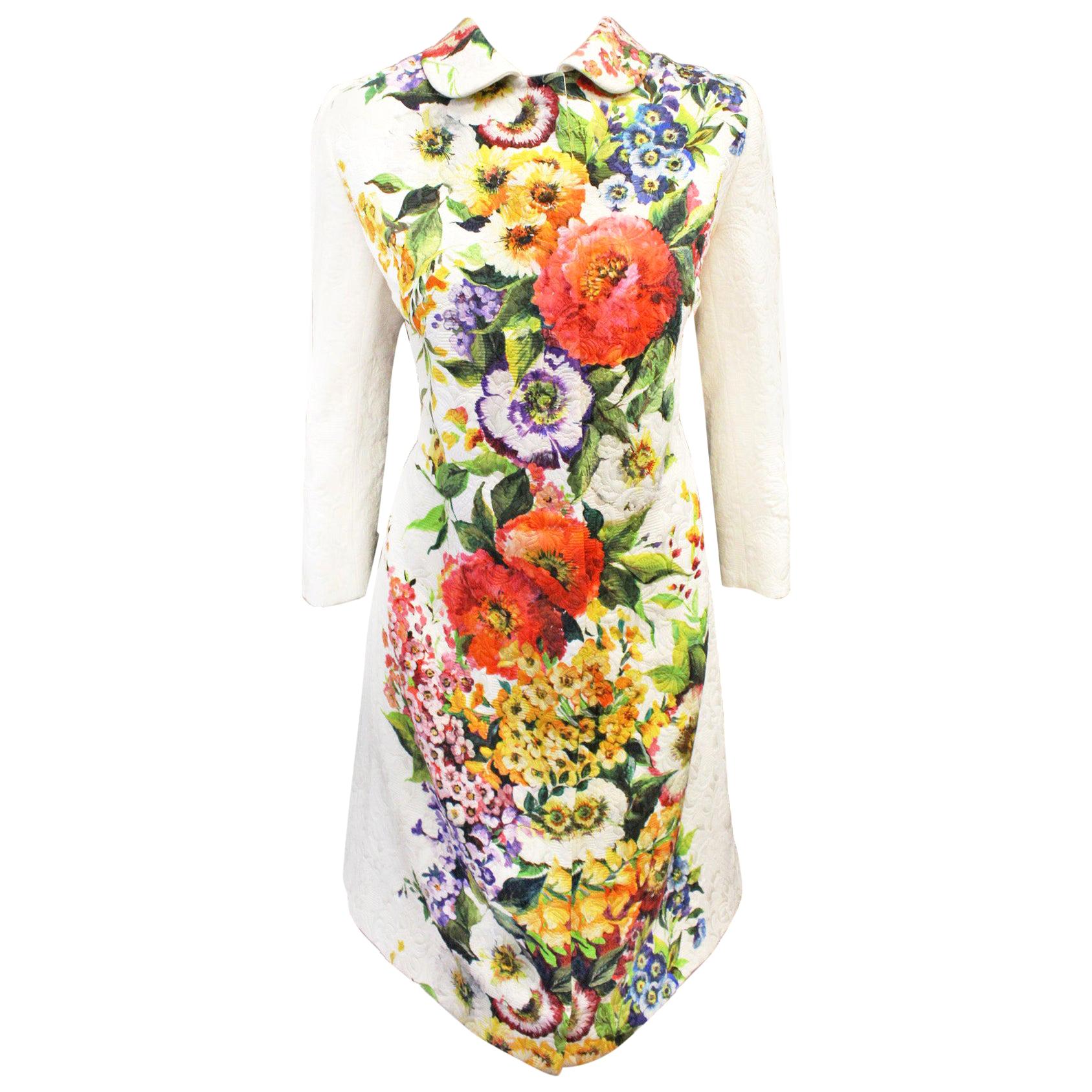 Dolce & Gabbana Floral Print Quilted Jacquard Coat  46 EU