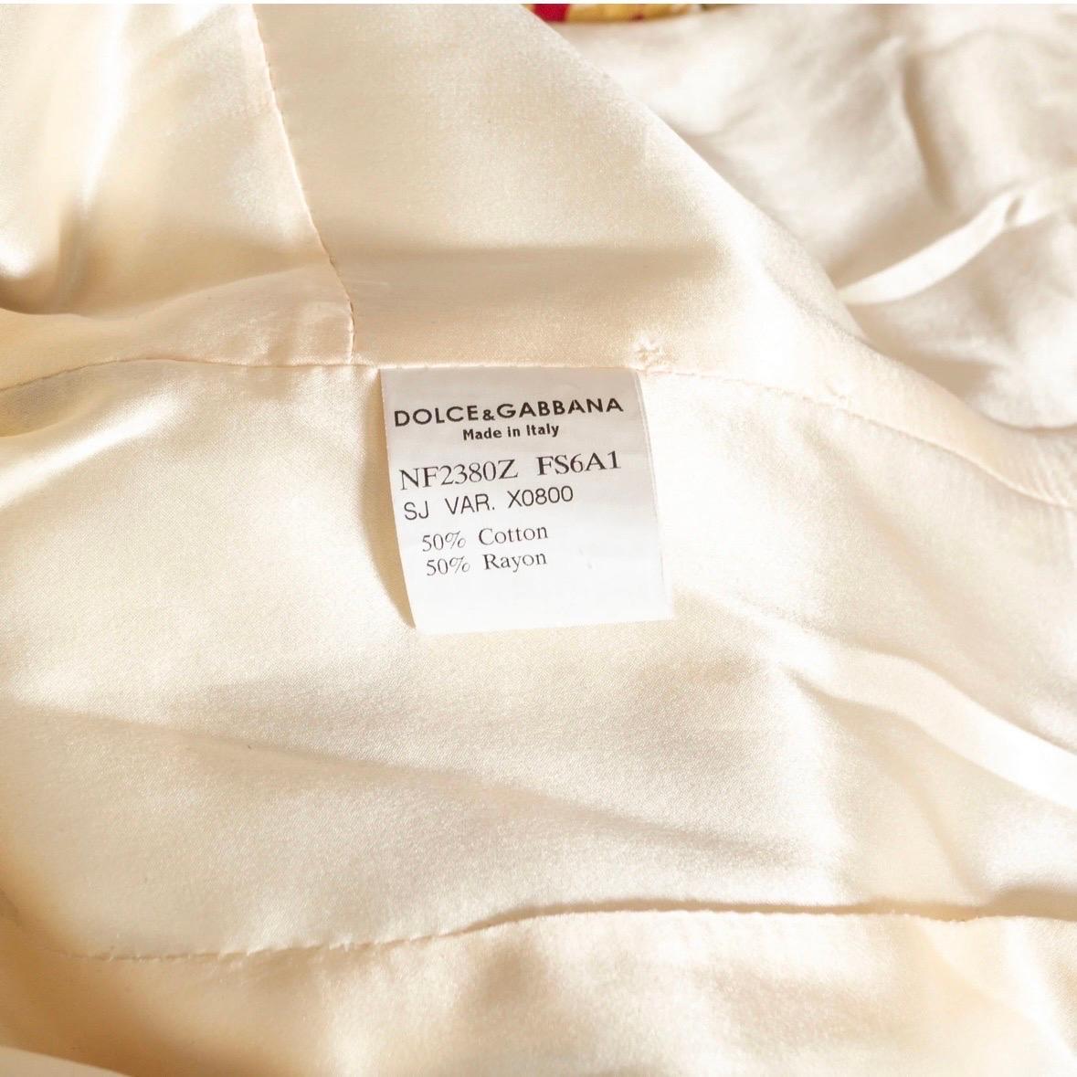 Dolce & Gabbana Floral Print Rhinestone Collared Jacket For Sale 2