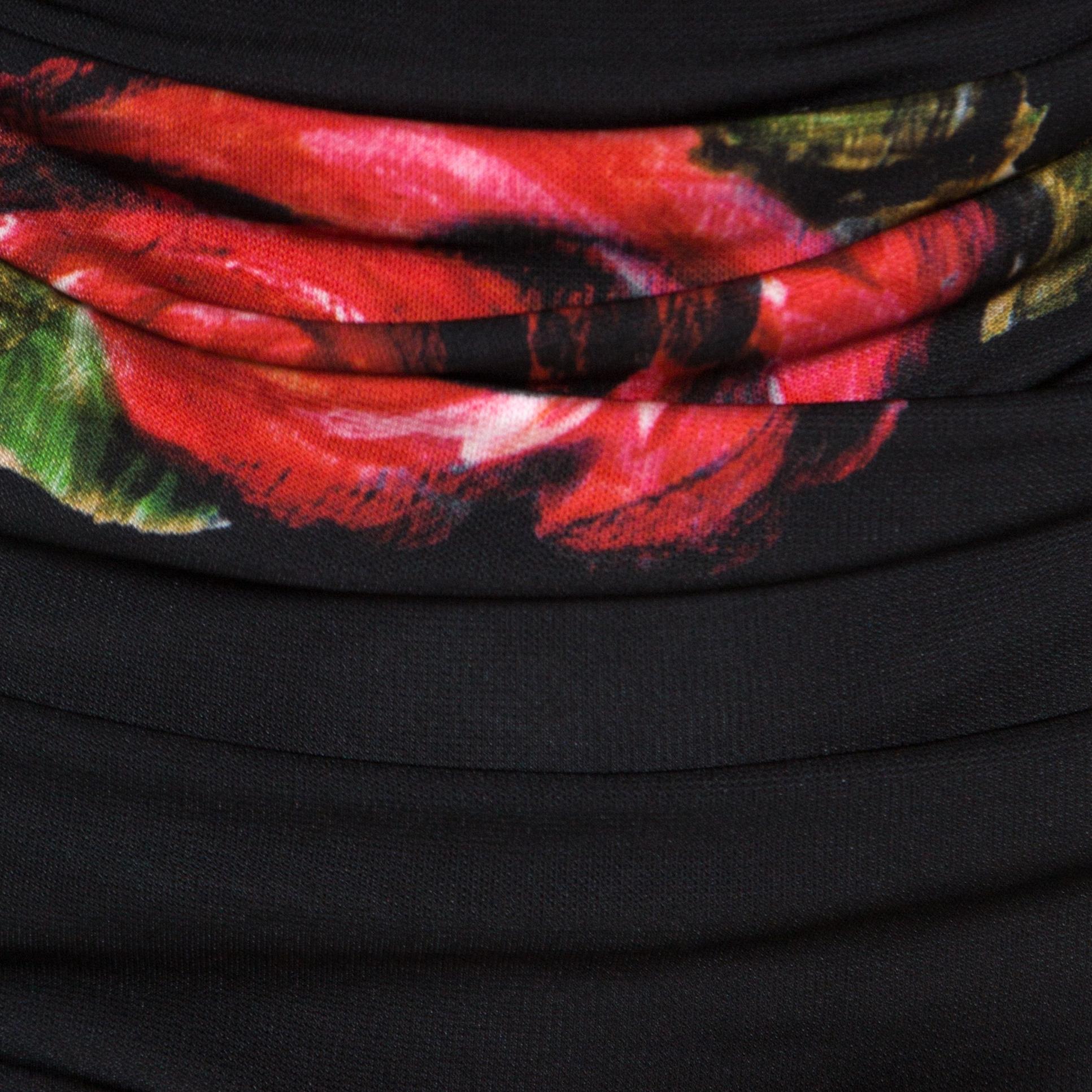 Women's Dolce & Gabbana Floral Print Ruched Sleeveless Dress M