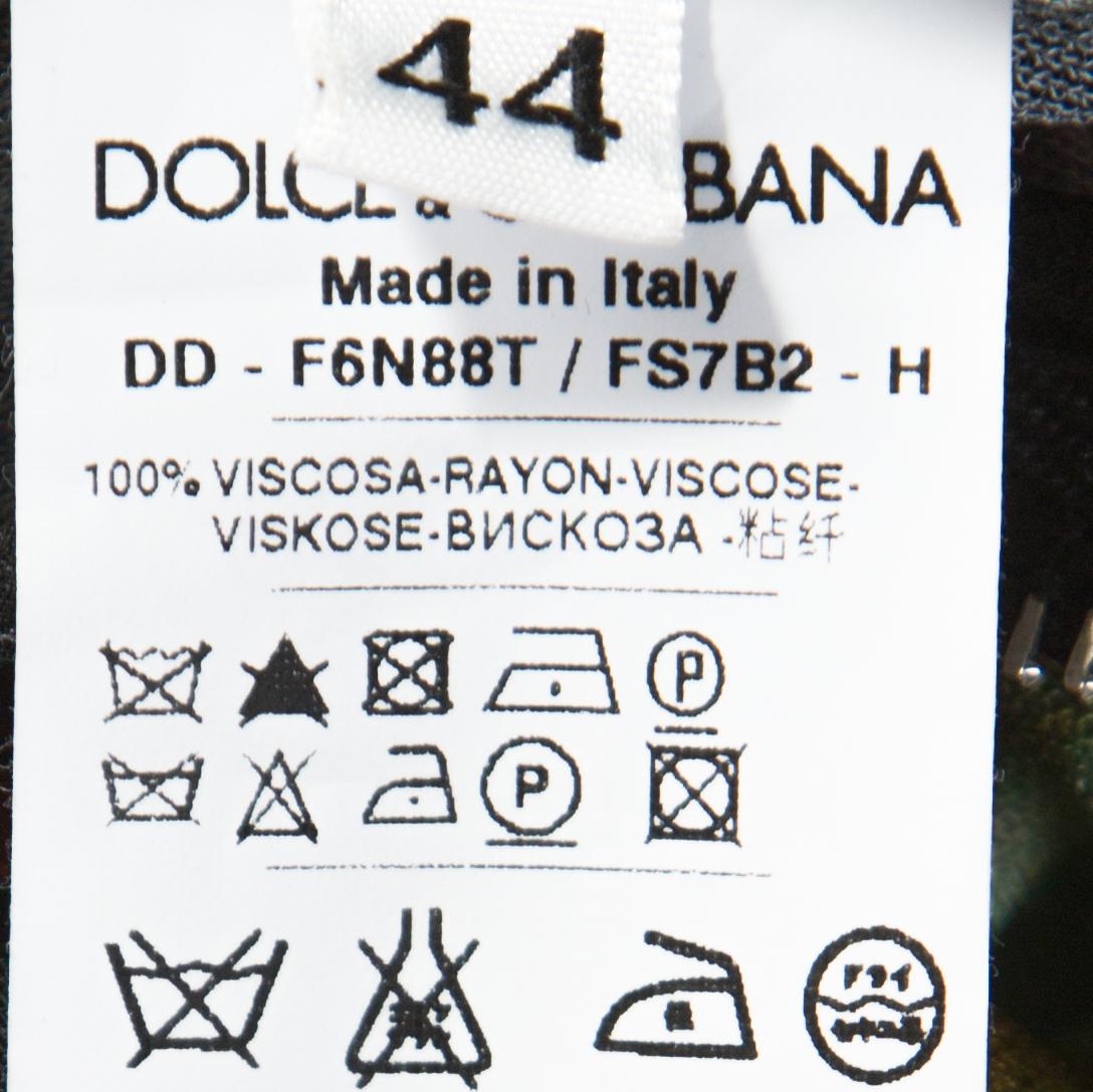 Black Dolce & Gabbana Floral Print Ruched Sleeveless Dress M