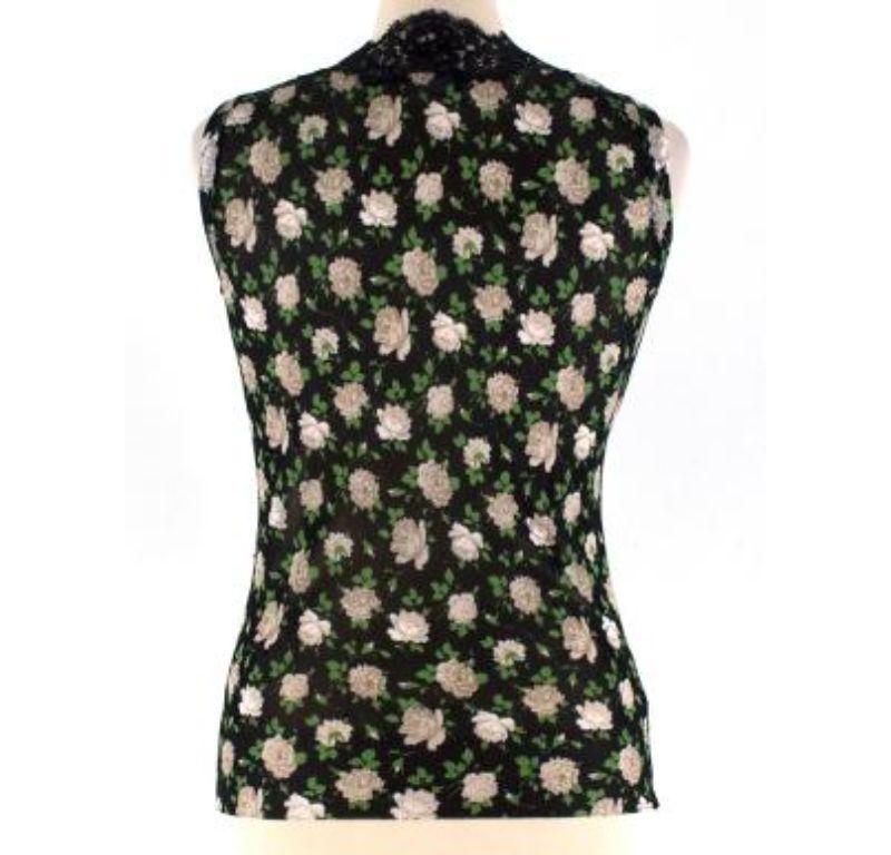 Dolce & Gabbana Floral Print Semi-sheer Knit Top In Good Condition For Sale In London, GB