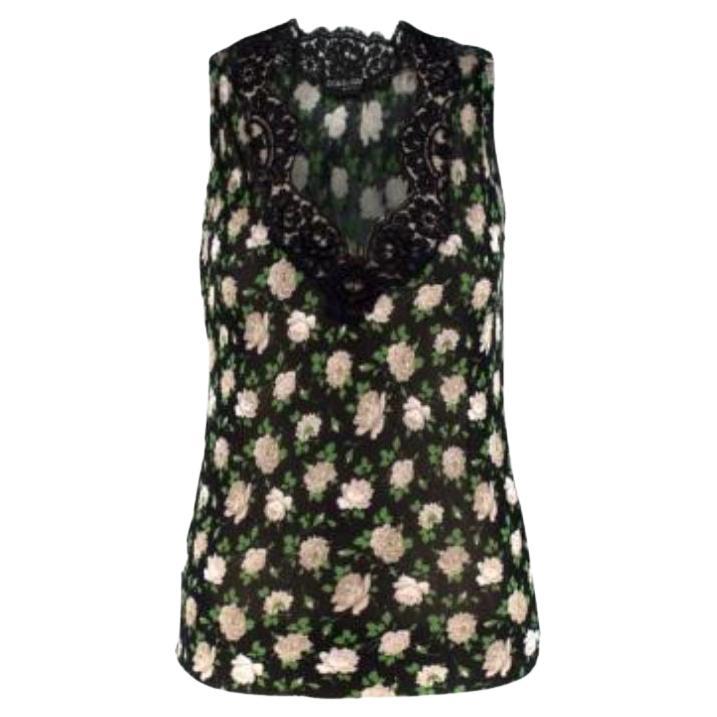 Dolce & Gabbana Floral Print Semi-sheer Knit Top For Sale