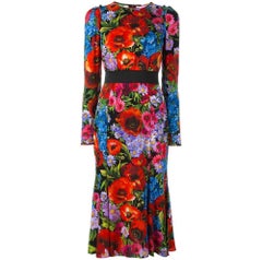 DOLCE & GABBANA Floral Print Silk Dress sz IT46 US 8-10