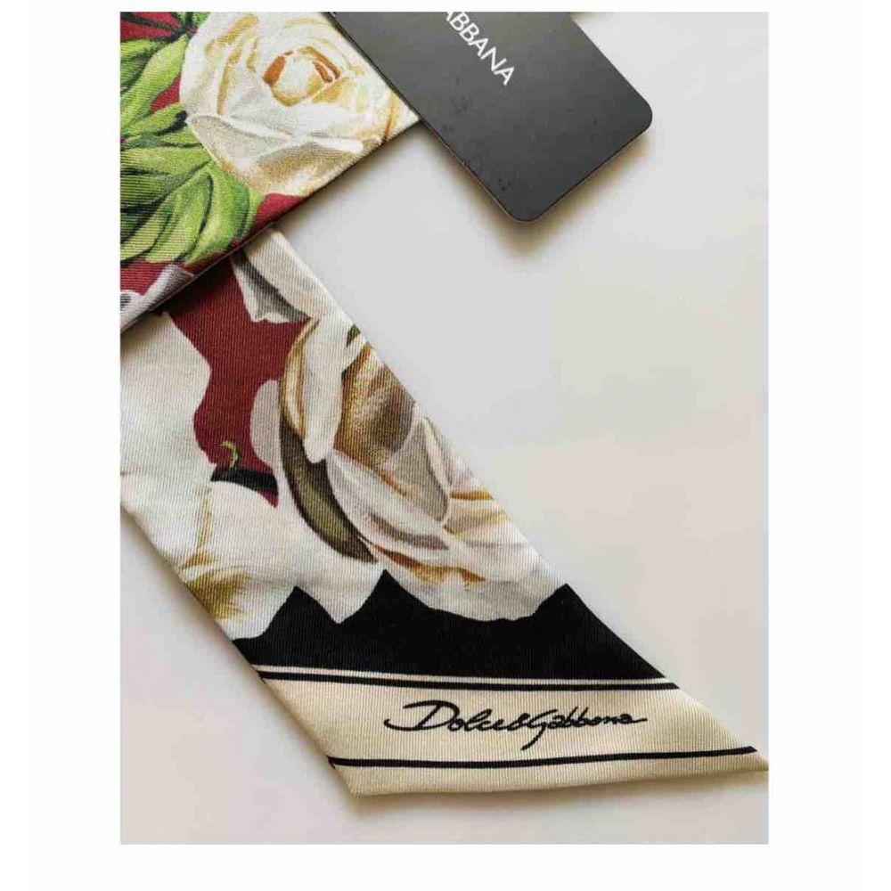 Dolce & Gabbana Floral Print Silk Scarf in Multicolour In Good Condition In WELWYN, GB