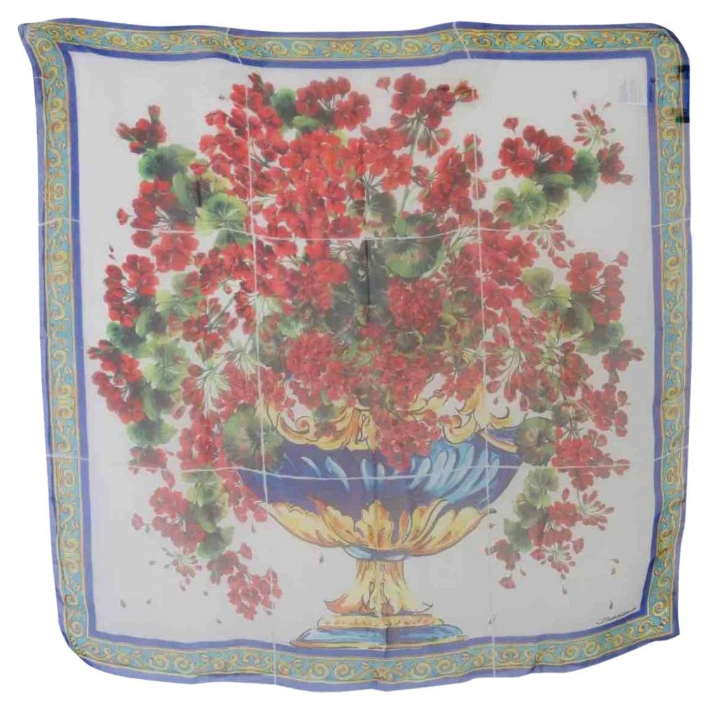Dolce & Gabbana Floral Print Silk Scarf in Multicolour