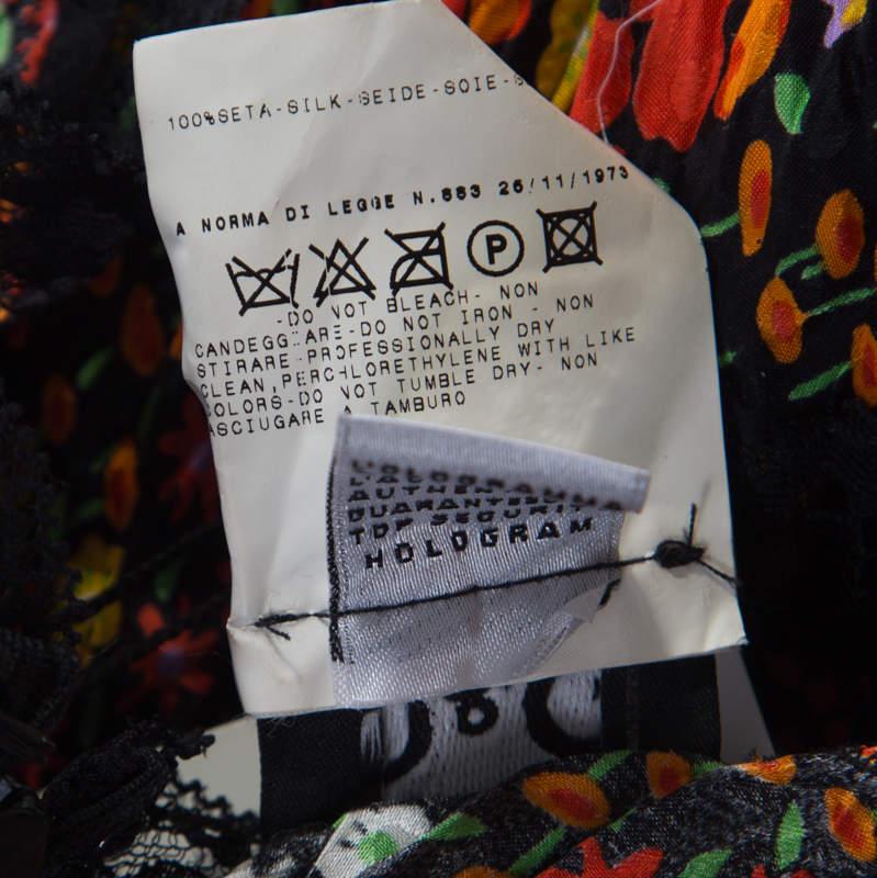 Robe longue sans manches Dolce & Gabbana imprimé floral en soie transparente avec dentelle insérée M Pour femmes en vente