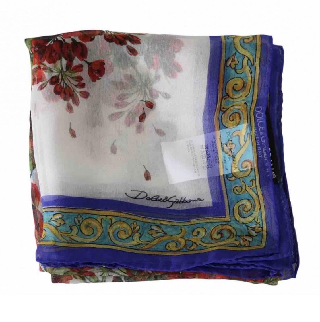 Gray Dolce & Gabbana Floral print silk
scarf For Sale