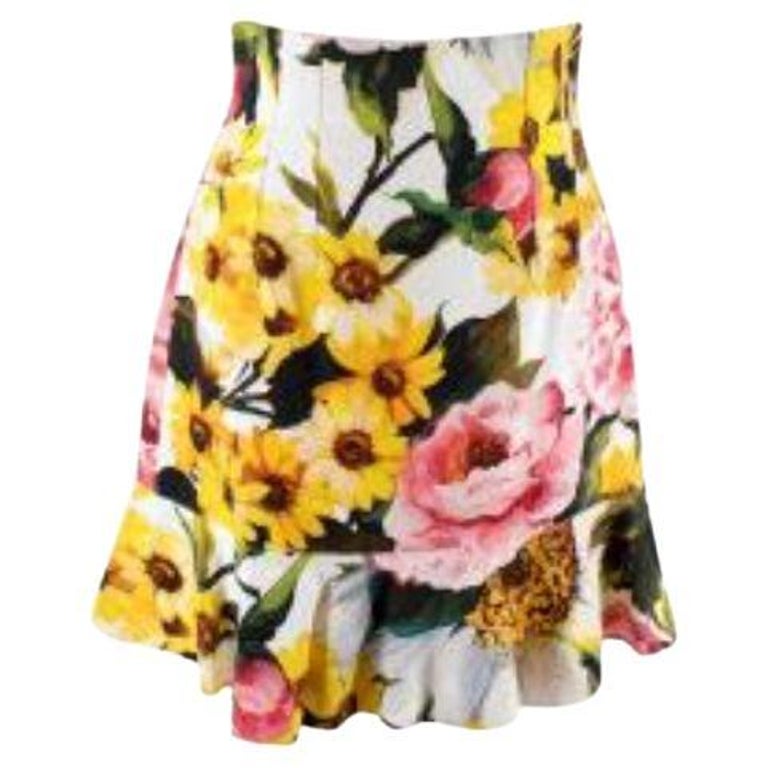 Dolce & Gabbana A-Line Mini Floral Print Jaquard Skirt