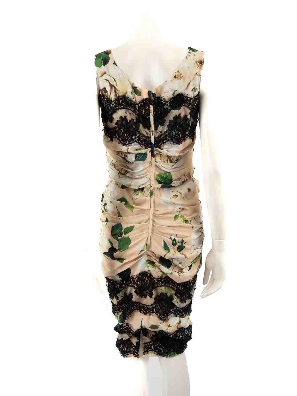 Beige Dolce & Gabbana - Vestito senza maniche con stampa floreale - taglia L. in vendita