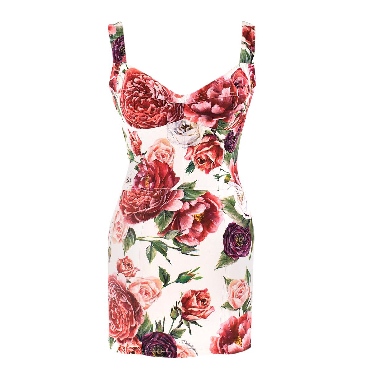 Dolce & Gabbana Floral-Print Stretch Mini Dress IT 40