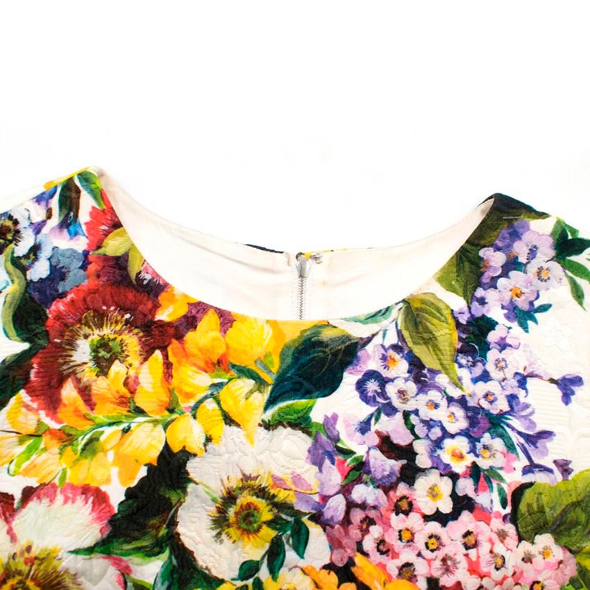 Beige Dolce & Gabbana Floral Printed Brocade Shift Dress - Size US 8