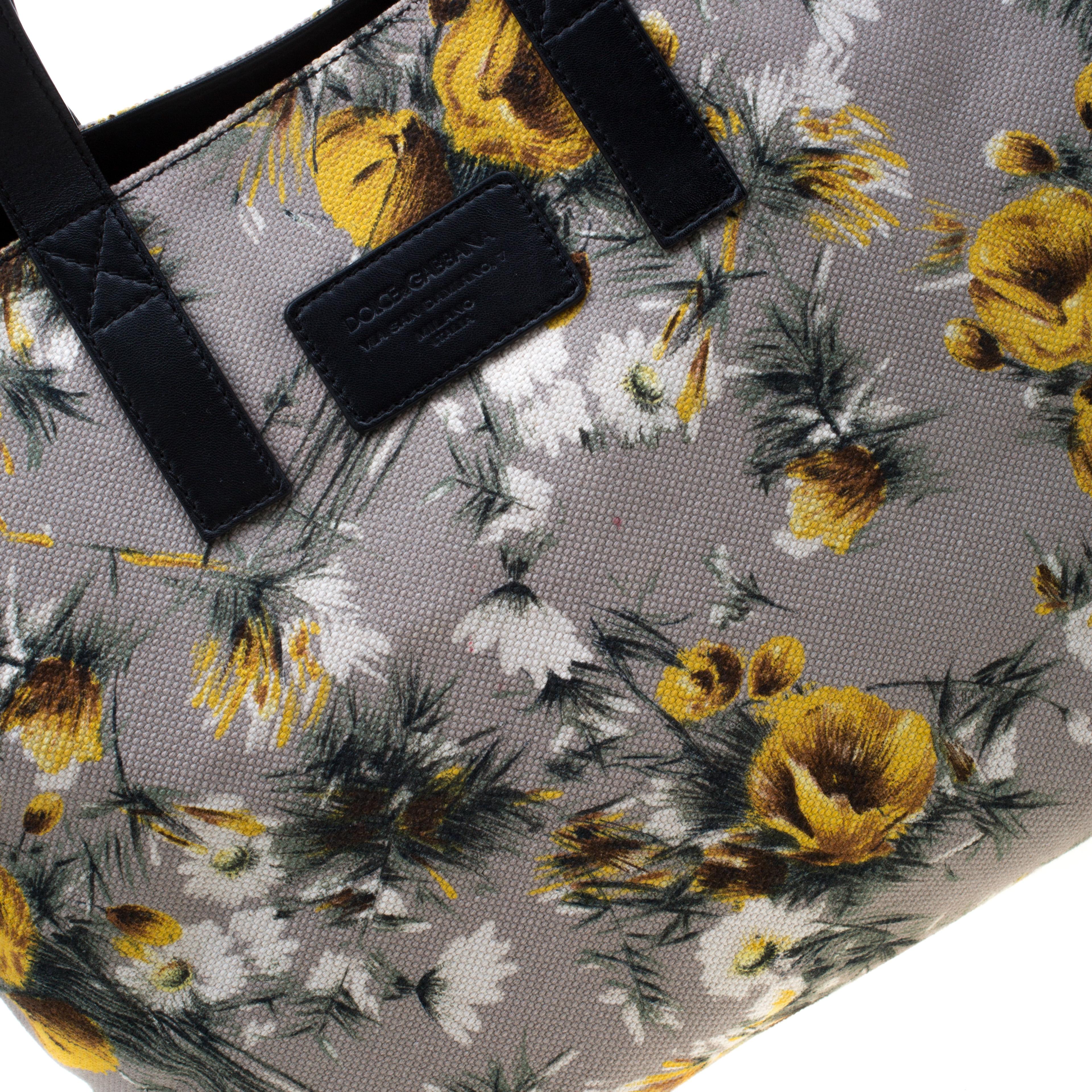 Dolce & Gabbana Floral Printed Canvas and Leather Tote 4