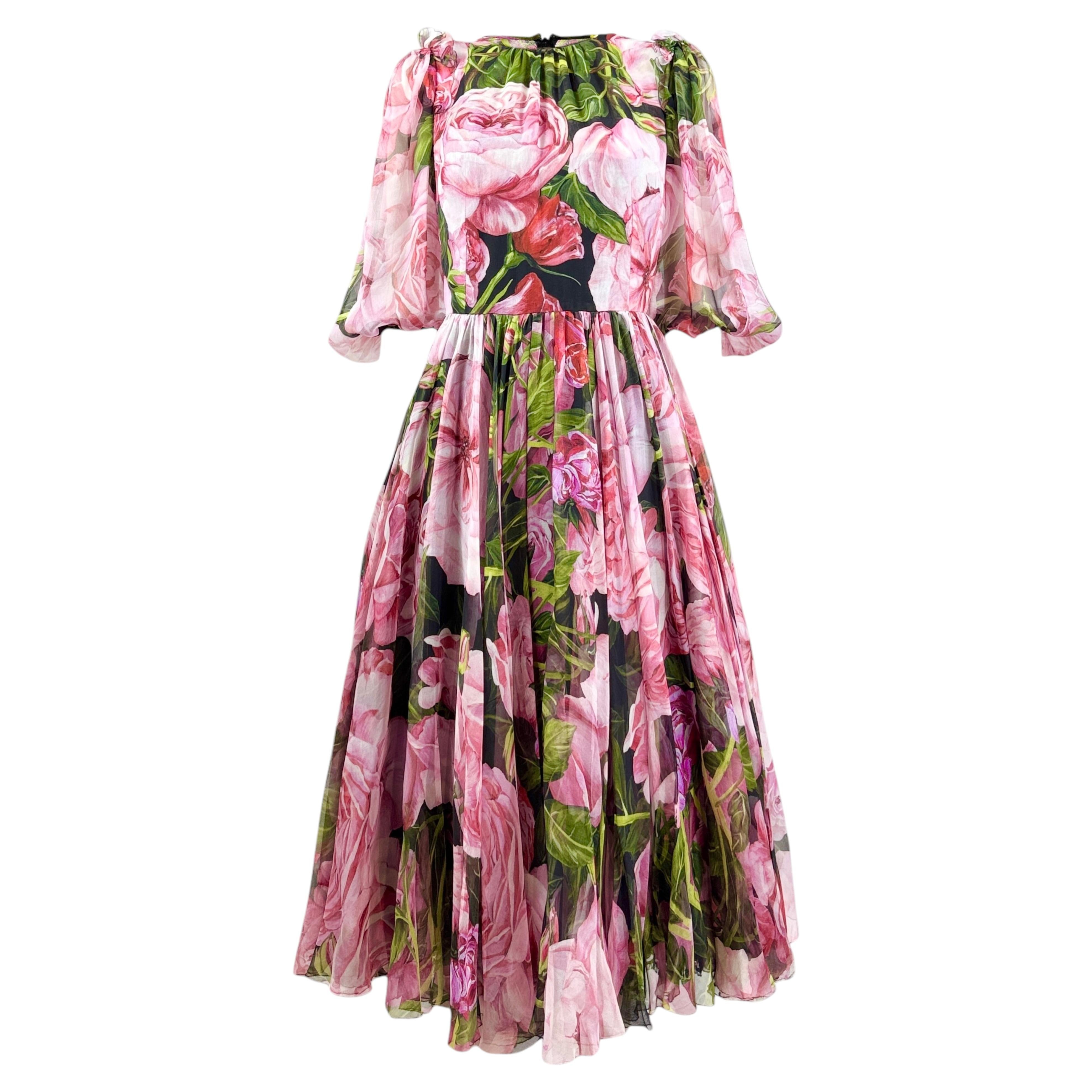 Dolce Gabbana floral printed chiffon dress
