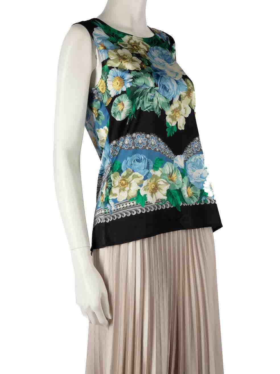 CONDITION is Never worn, with tags. No visible wear to top is evident on this new Dolce & Gabbana designer resale item.
 
 
 
 Details
 
 
 Multicolour
 
 Silk
 
 Sleeveless top
 
 Floral printed
 
 Round neckline
 
 Back button up closure
 
 
 
 
