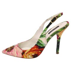 Dolce & Gabbana Floral Printed Sling-back Pumps Size EU 39