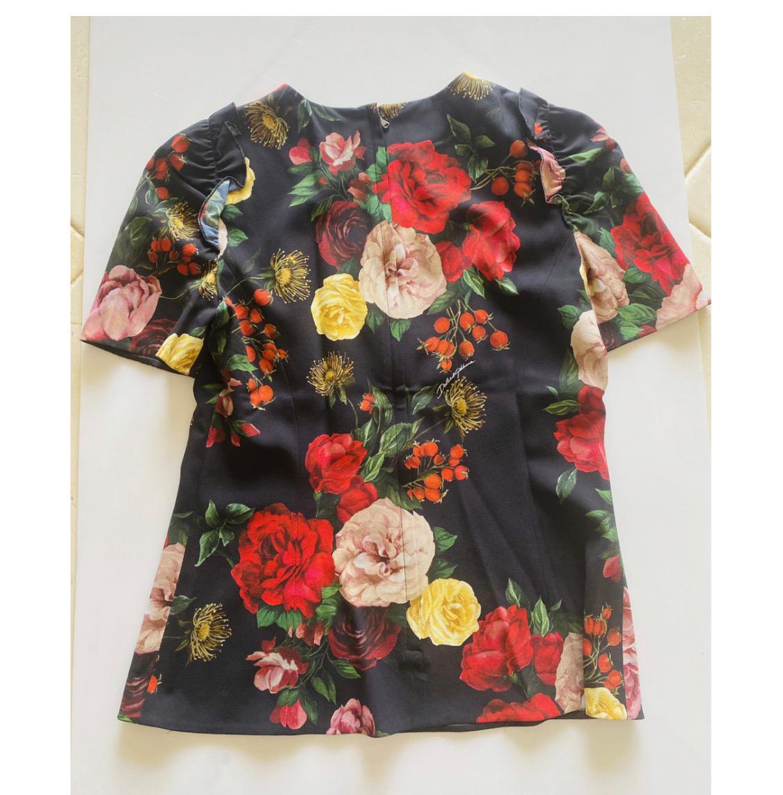Black Dolce & Gabbana Floral printed top blouse For Sale