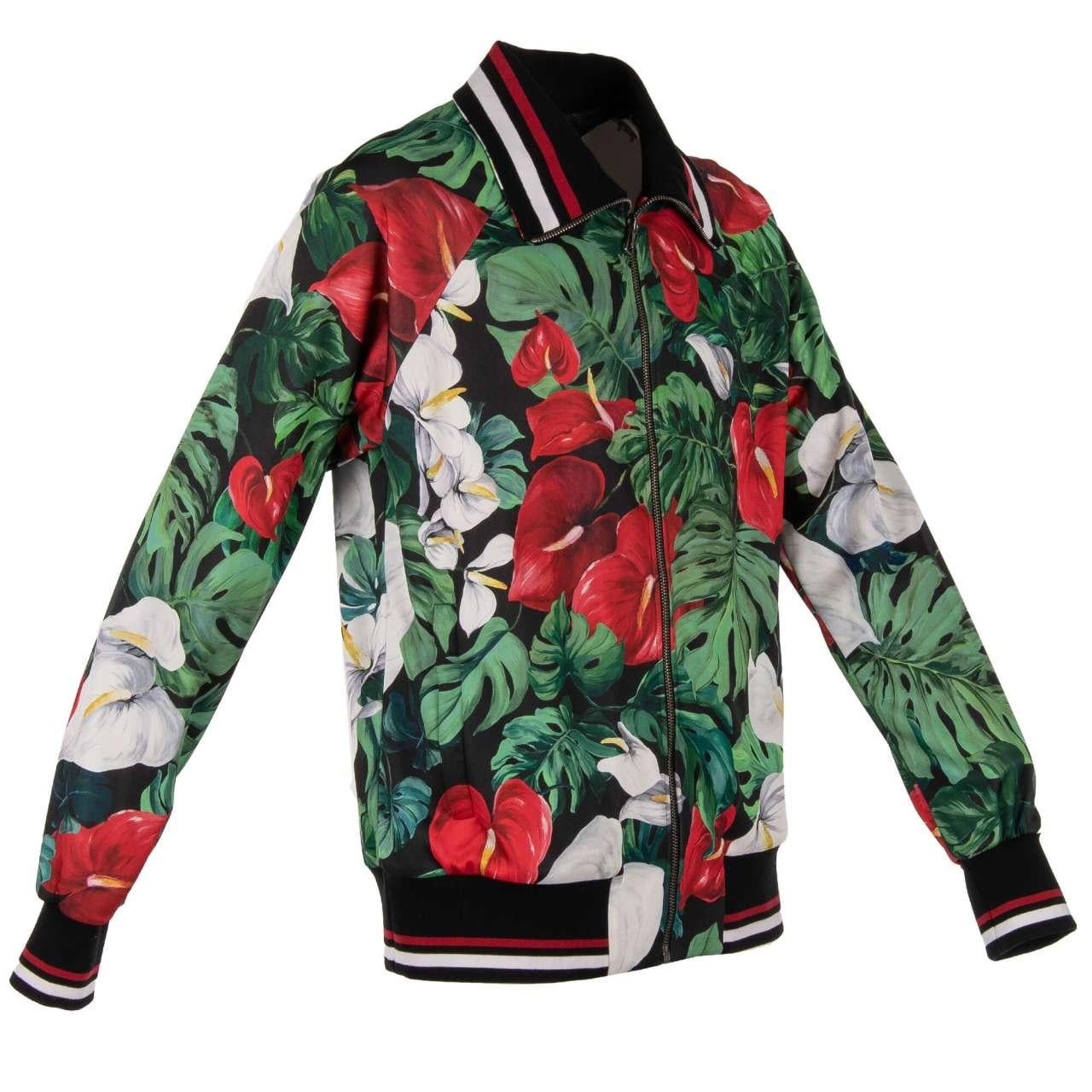 Dolce & Gabbana Floral Printed Track Jacket with Knit Details and Pockets 50 M-L In Excellent Condition In Erkrath, DE