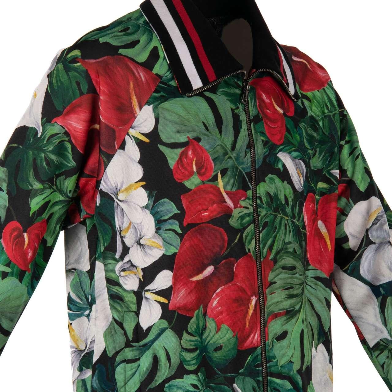 Men's Dolce & Gabbana Floral Printed Track Jacket with Knit Details and Pockets 50 M-L