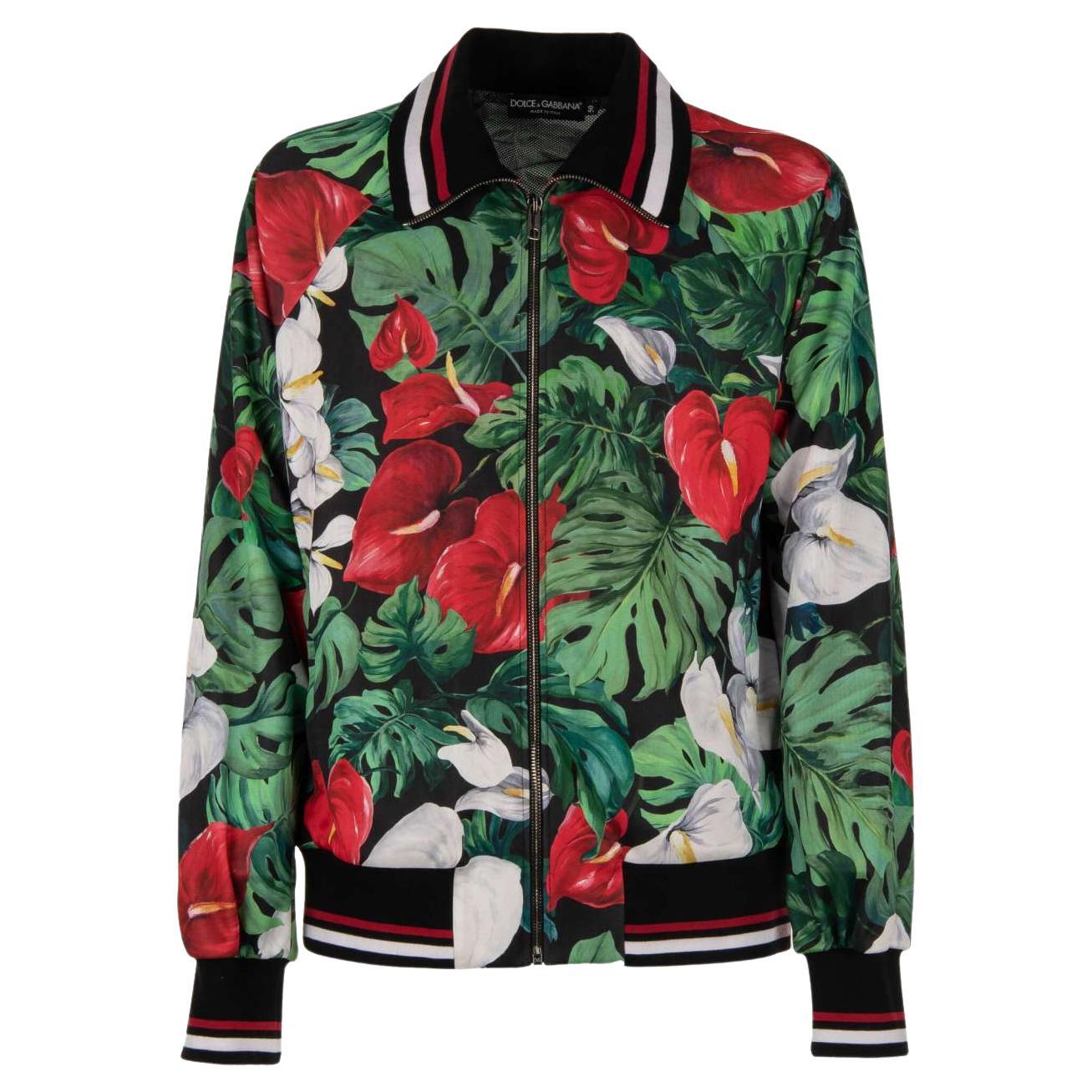 Dolce & Gabbana Floral Printed Track Jacket with Knit Details and Pockets 50 M-L
