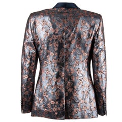 Dolce & Gabbana Floral Shiny Lurex Tuxedo Blazer MARTINI Blue Pink 46