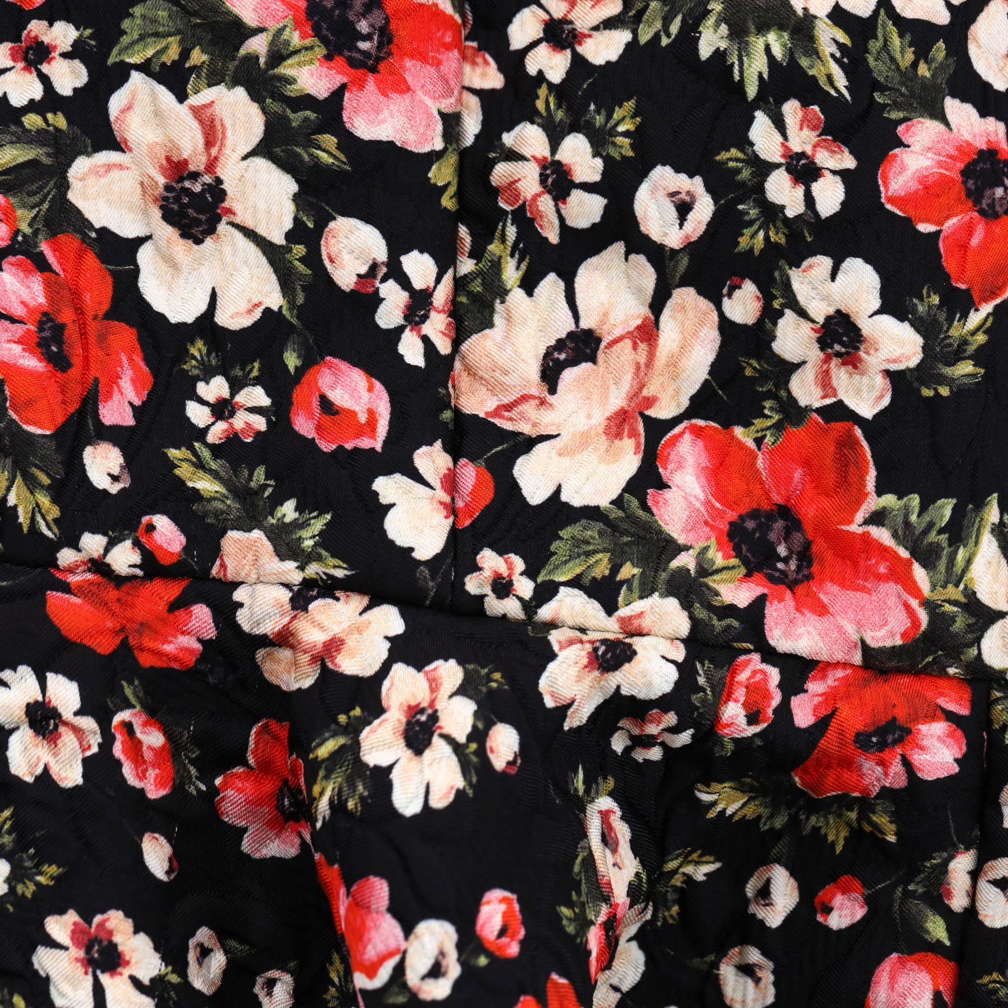 Dolce & Gabbana - Robe en jacquard de soie mélangée à fleurs en vente 1