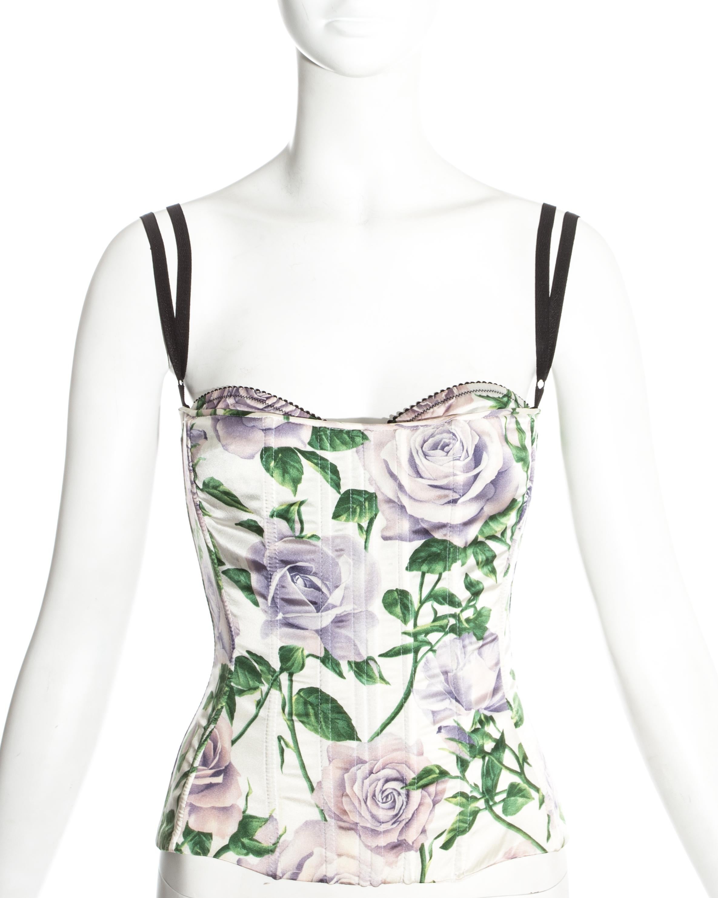 Dolce & Gabbana floral silk boned corset with built in matching bra. 

c. 1990s