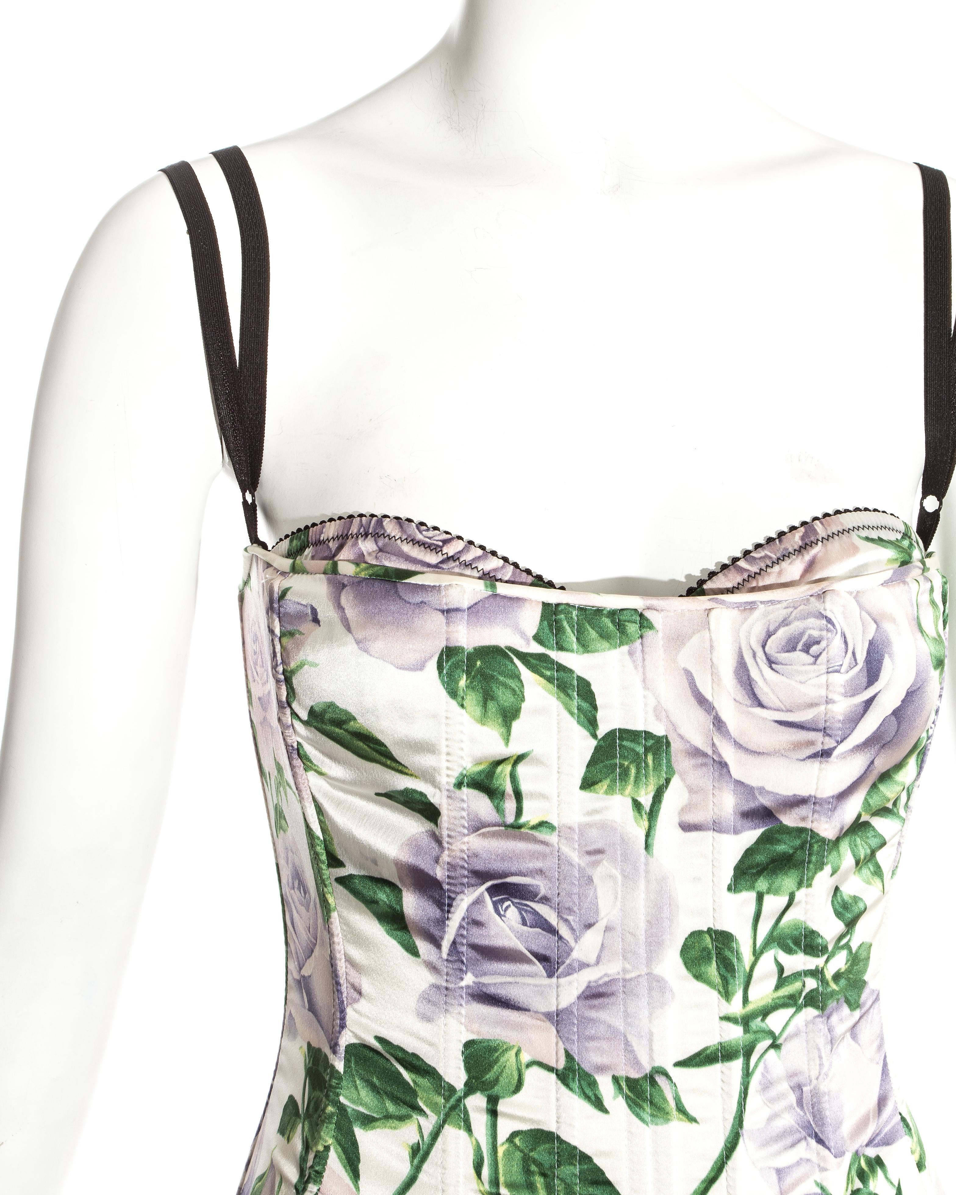 Dolce & Gabbana floral silk boned corset with bra, c. 1990s In Good Condition In London, GB