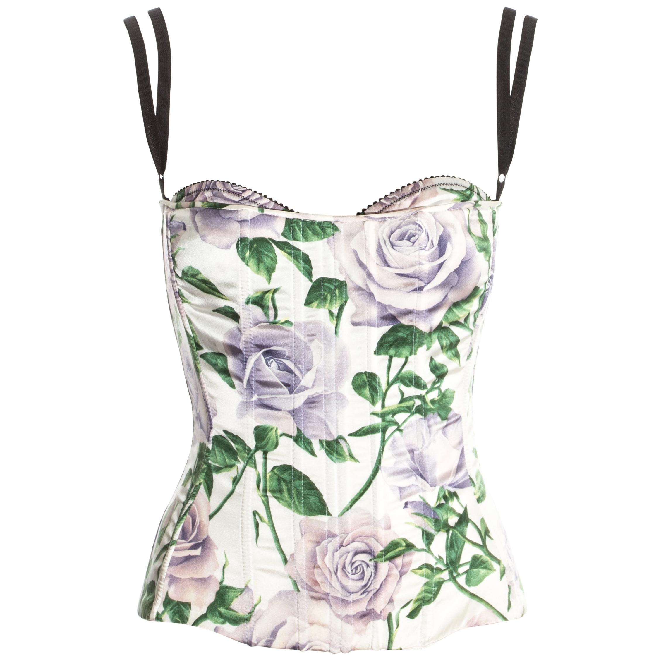 Dolce & Gabbana floral silk boned corset with bra, c. 1990s