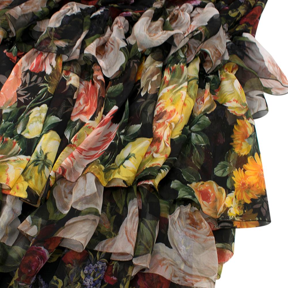 Dolce & Gabbana Floral Silk Chiffon Tiered Dress - US8/IT44 For Sale 2