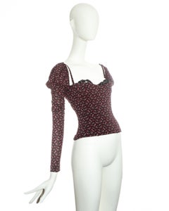 Dolce & Gabbana floral silk corset puff sleeve blouse, fw 2001