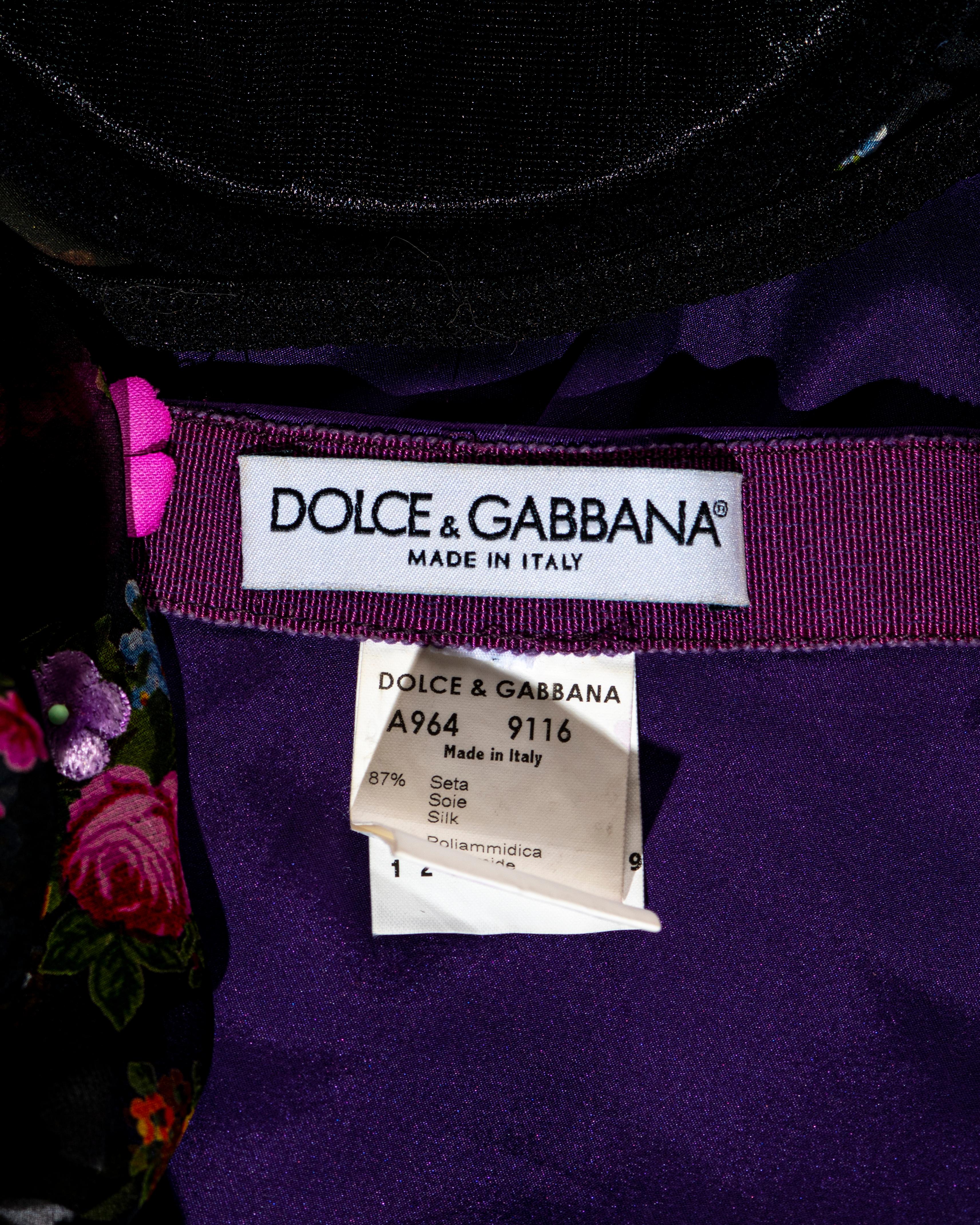 Dolce & Gabbana floral silk dress, bra and leggings ensemble, fw 1999 4