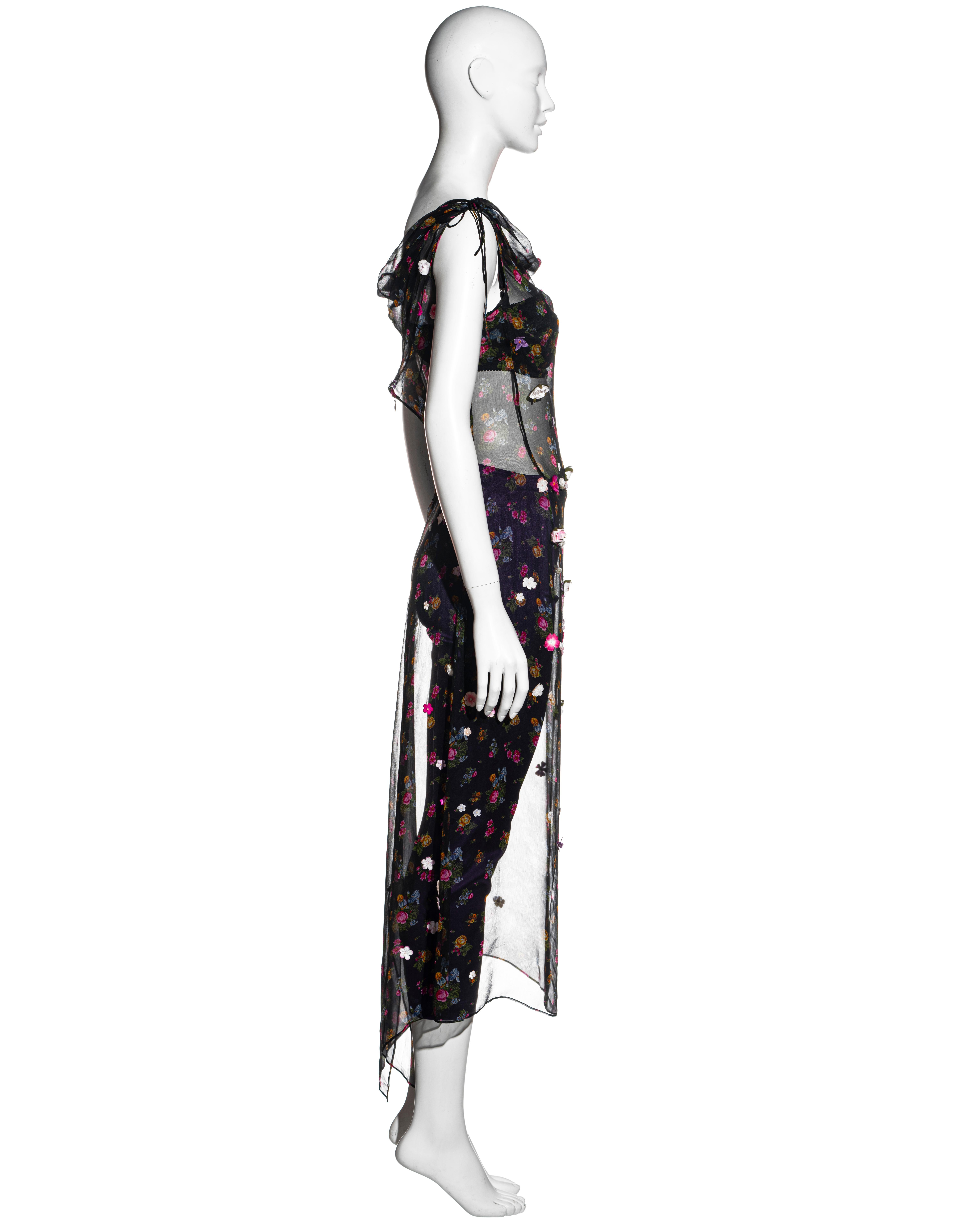 Women's Dolce & Gabbana floral silk dress, bra and leggings ensemble, fw 1999