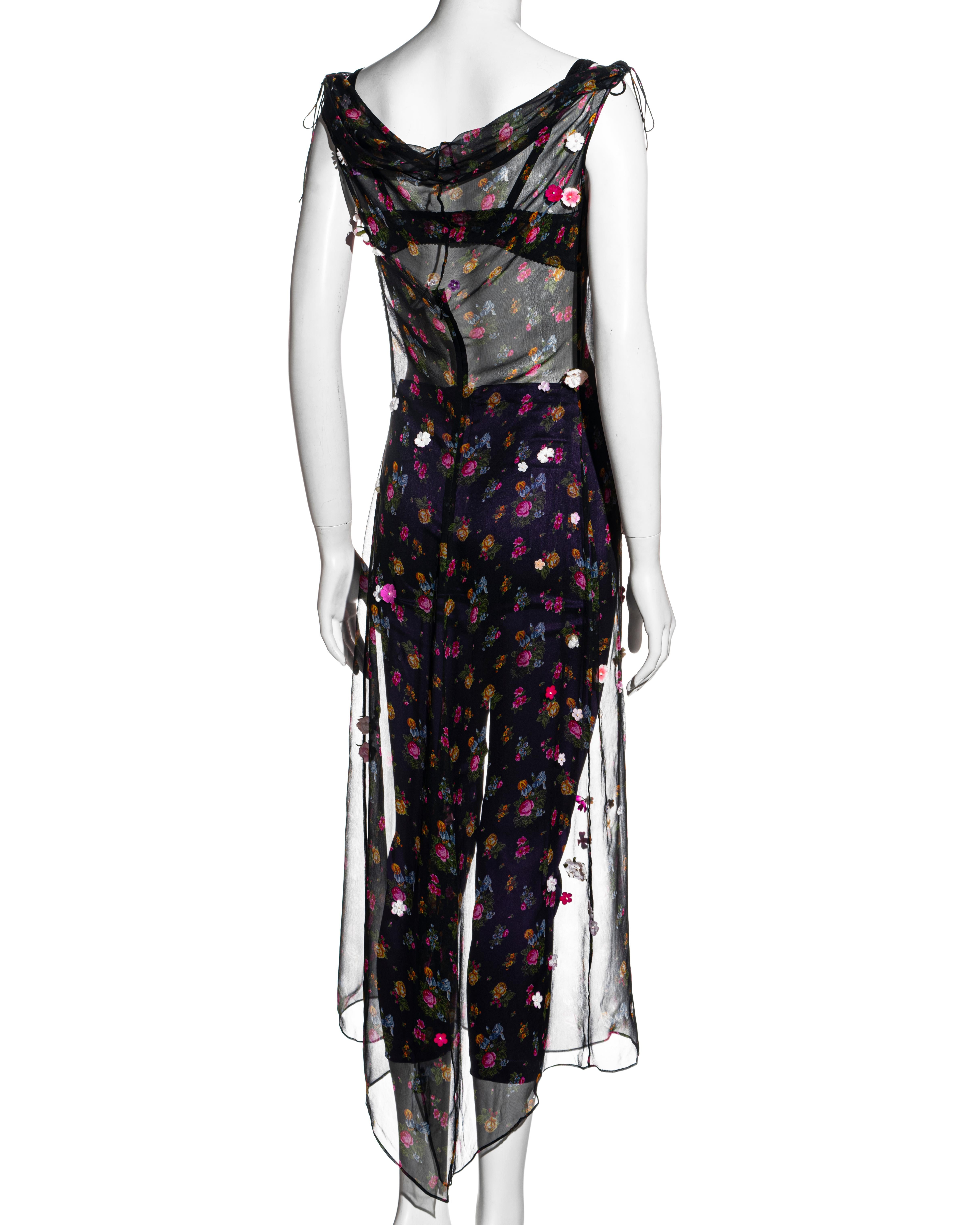 Dolce & Gabbana floral silk dress, bra and leggings ensemble, fw 1999 1