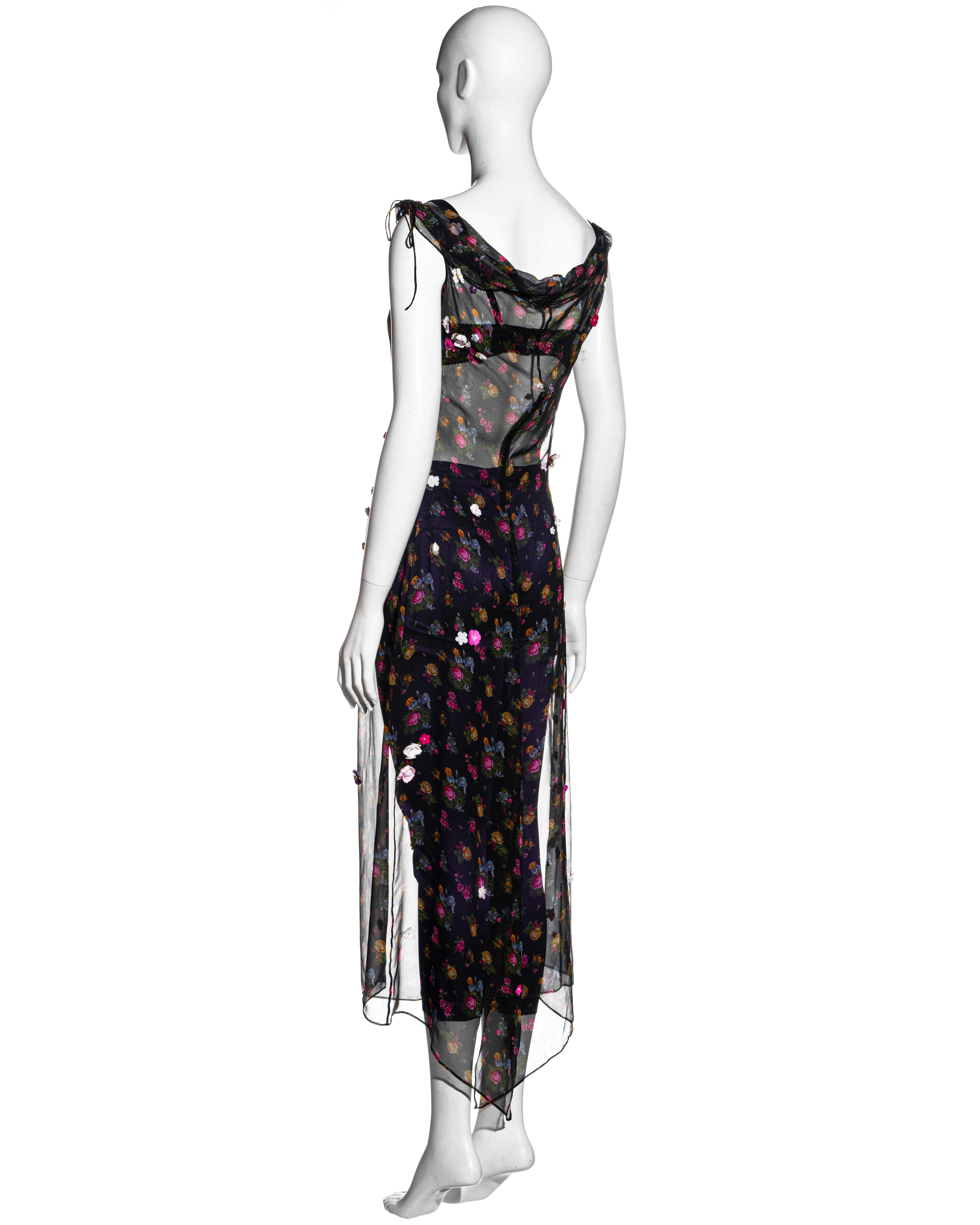 Dolce & Gabbana floral silk dress, bra and leggings ensemble, fw 1999 2