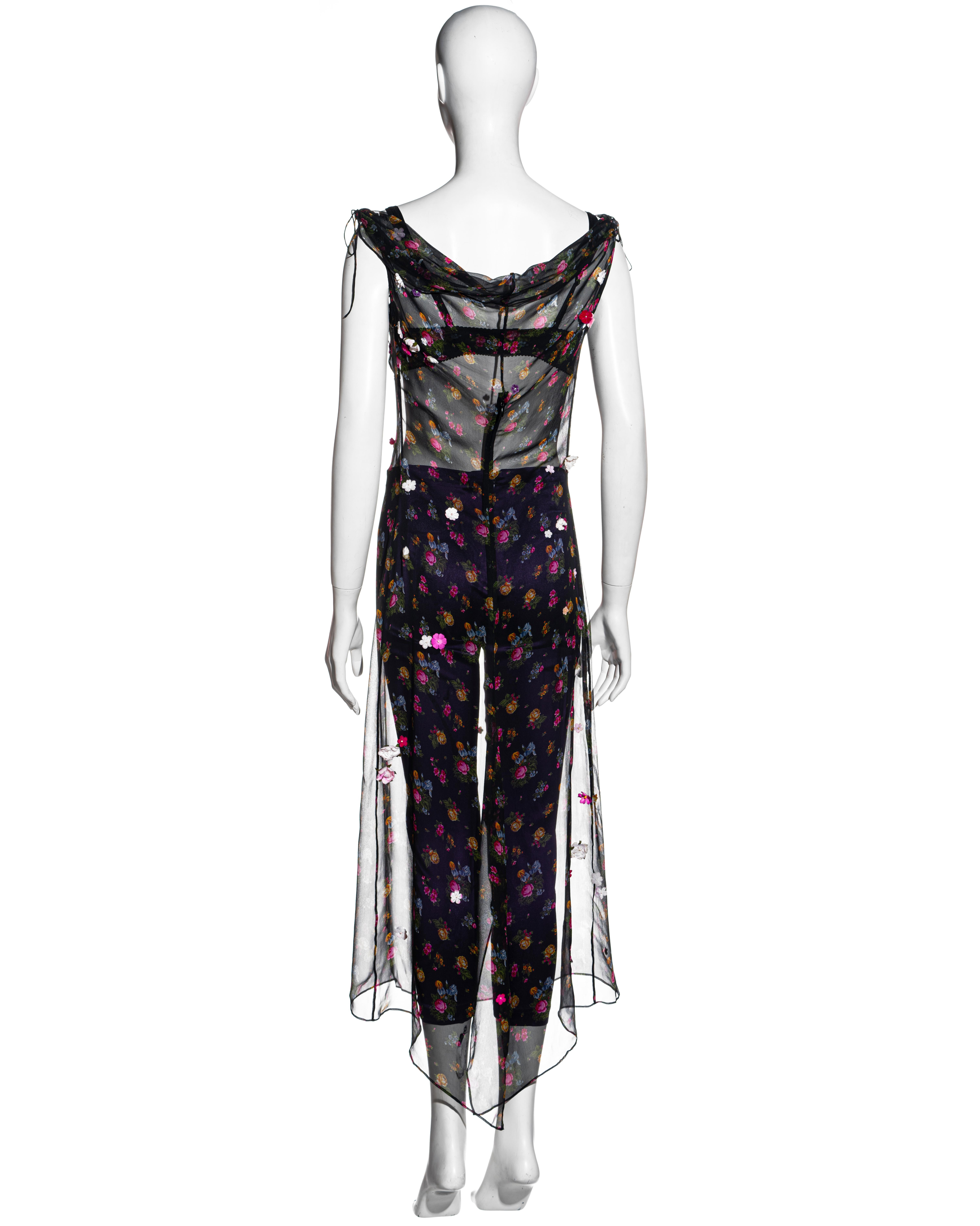 Dolce & Gabbana floral silk dress, bra and leggings ensemble, fw 1999 3