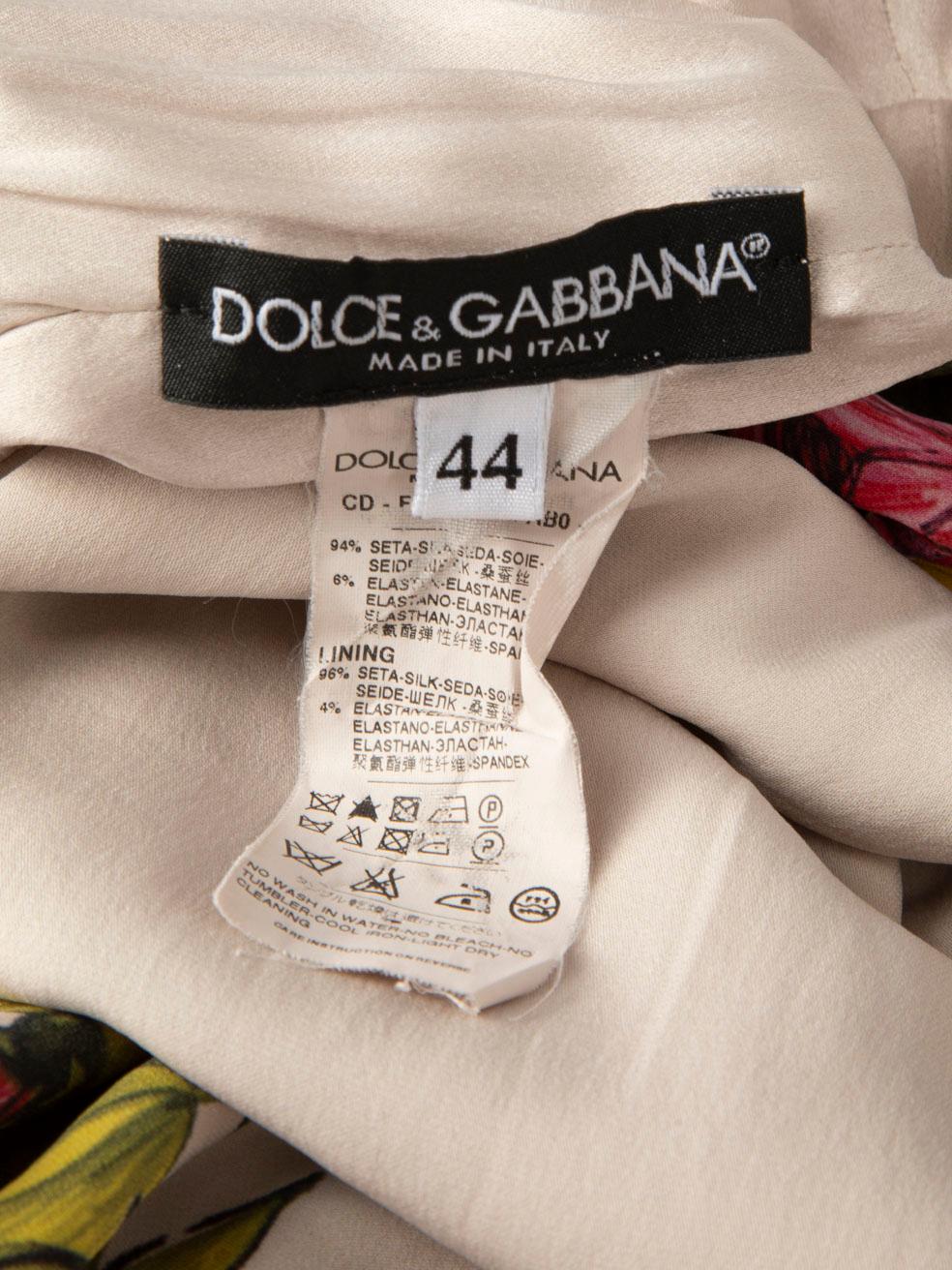 Women's Dolce & Gabbana Floral Silk Midi Dress Size L For Sale