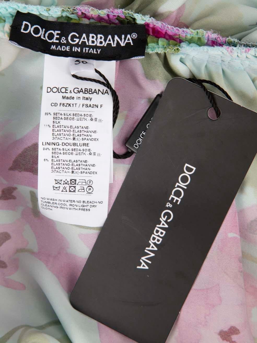 Women's Dolce & Gabbana Floral Silk Ruched Midi Dress Size XXXL For Sale