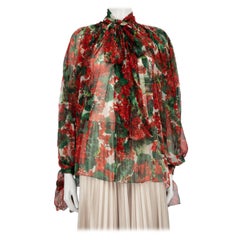 Dolce 
Gabbana - camicetta floreale in seta con apertura a scomparsa Taglia XS