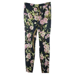 Dolce & Gabbana Floral Silky Fabric Pants with Zip Size S