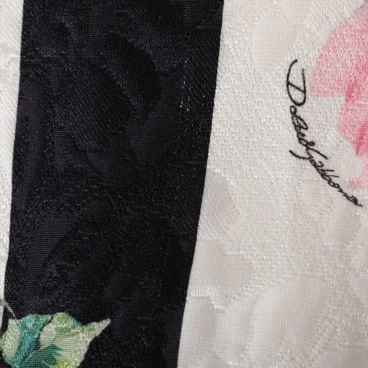 Dolce & Gabbana Falda de Algodón a Rayas Florales Negro x Blanco en venta 4